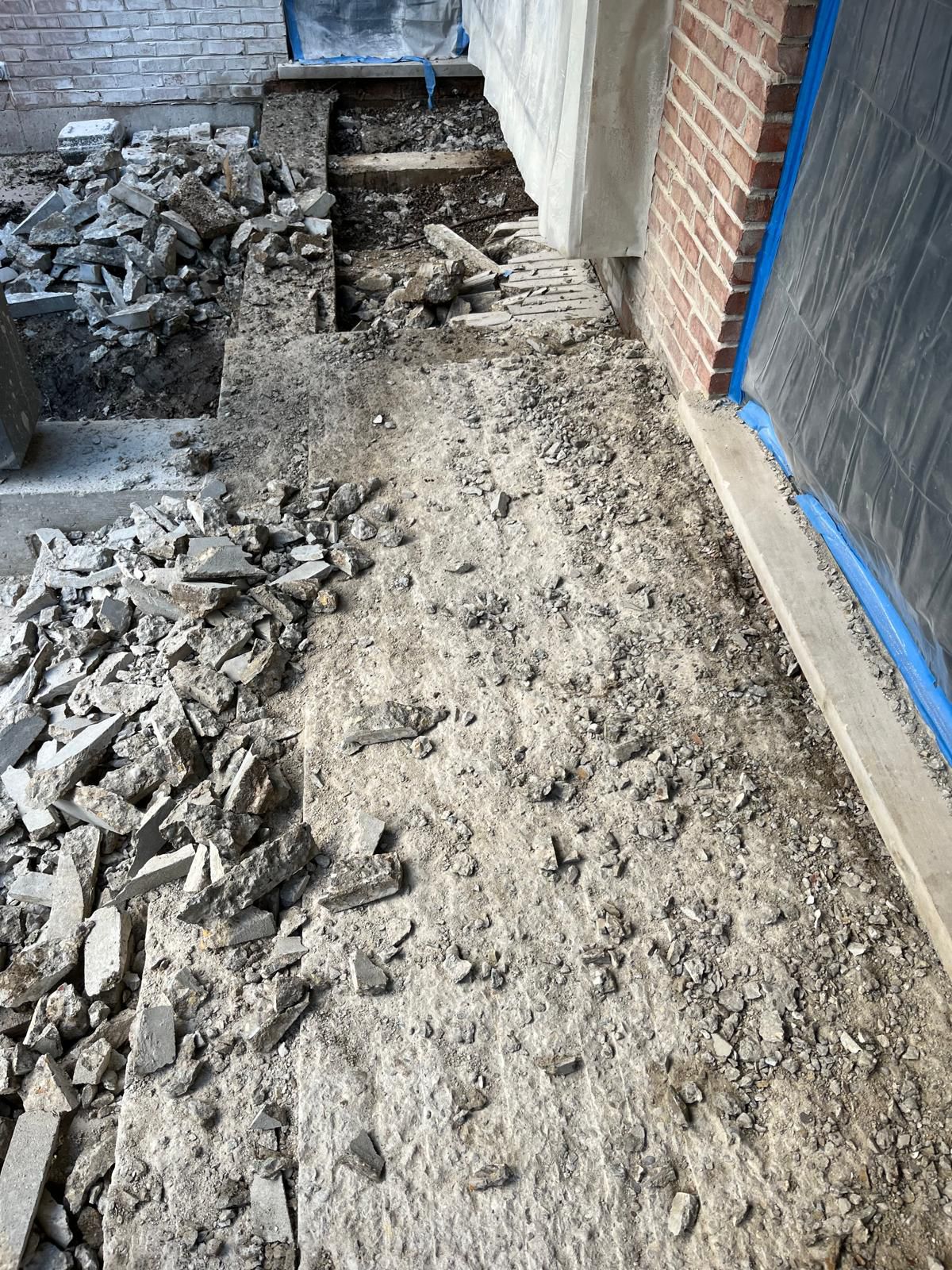 Front patio demolition and preparation
