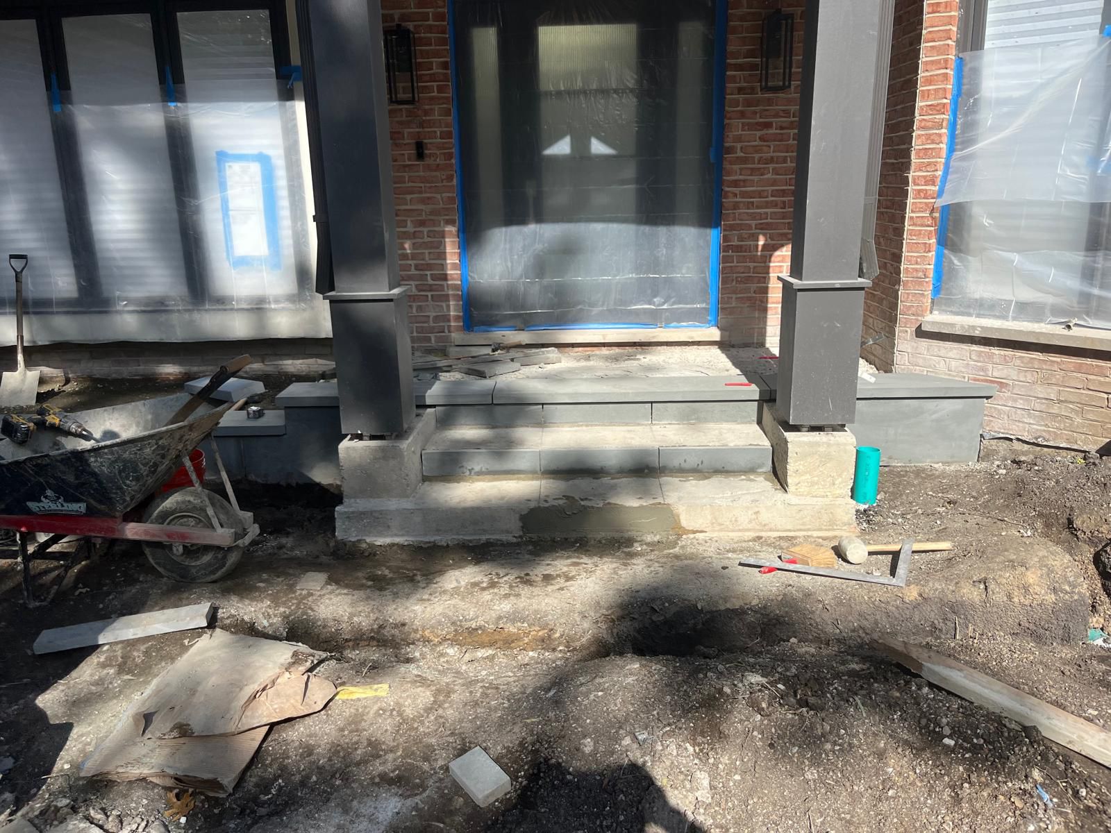 Stone step installation detail