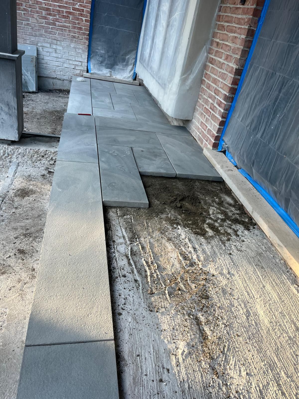 Finished brick and stone walkway