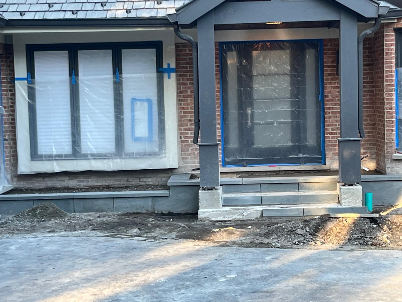 Finished brick and stone entry path