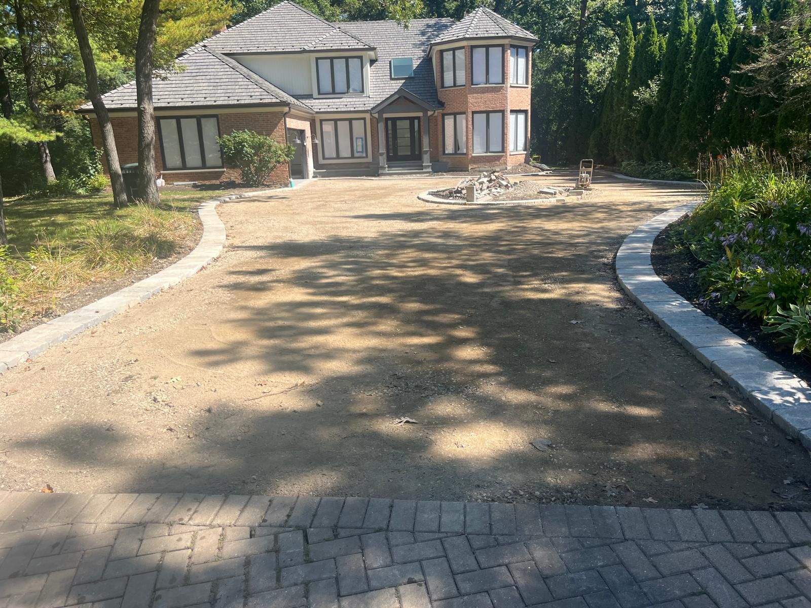 Stone patio and step installation