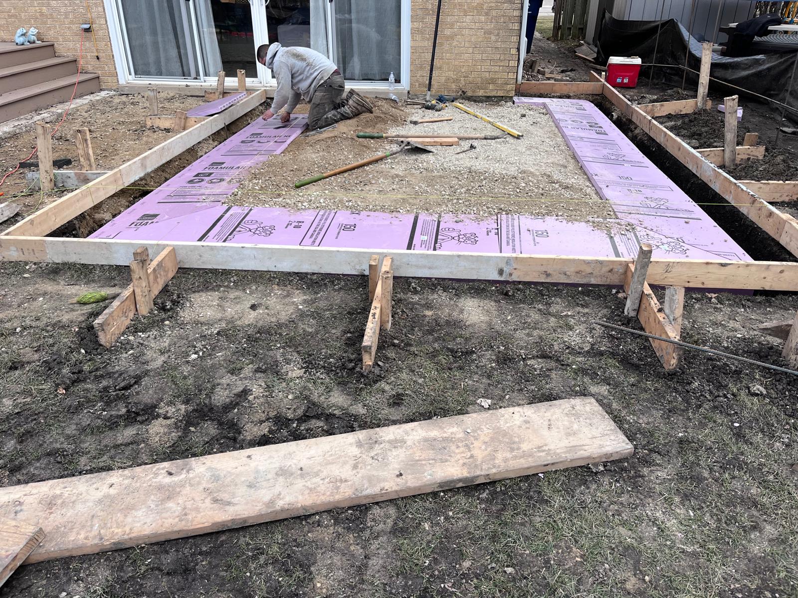 Concrete patio preparation and forms