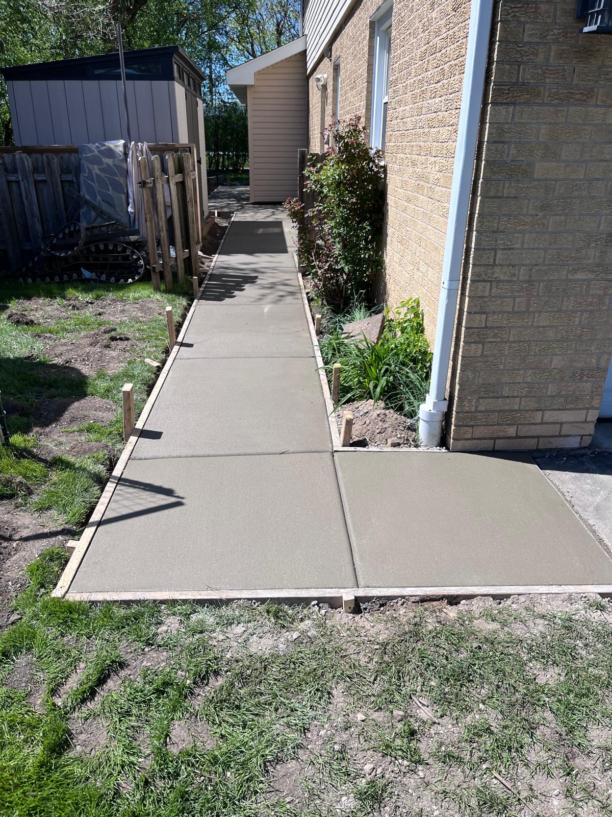 Fresh concrete sidewalk