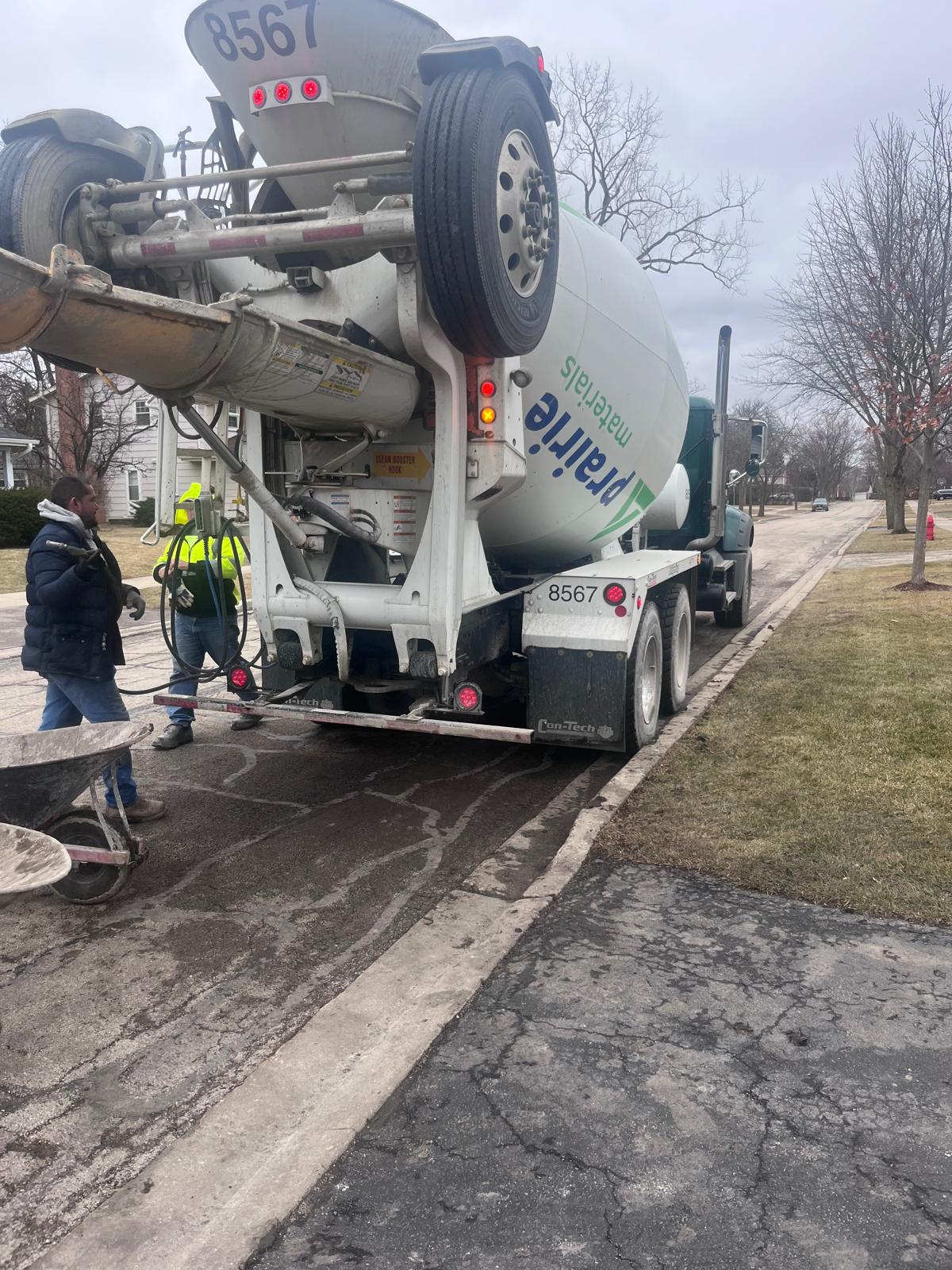 Concrete truck on job site